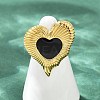 Heart 304 Stainless Steel Enamel Finger Rings for Women RJEW-G355-09G-5