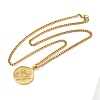 Brass Clear Cubic Zirconia Curb Chain Constellation Pendant Medal Necklaces for Women LS-NJEW-U010-01G-06-2