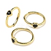Heart Natural Dyed & Heated Black Agate Adjustable Rings RJEW-Q818-02G-05-1