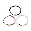 3Pcs 3 Styles Halloween Handmade Lampwork & Glass Seed Beaded Stretch Bracelet Sets BJEW-JB10460-4