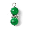 10Pcs 10 Color Baking Paint Glass Round Beaded Pendants PALLOY-JF02271-3