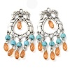 Dyed Synthetic Turquoise & Glass Tassel Big Pendants FIND-G098-04AS-1