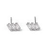 Clear Cubic Zirconia Triple Rectangle Stud Earrings EJEW-L234-083P-1