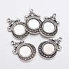 Tibetan Style Zinc Alloy Flat Round Pendant Cabochons Settings X-TIBEP-R334-252AS-RS-1