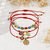3Pcs Brass & 304 Stainless Steel Virgin Mary Charm Bracelets BA3044-1-3