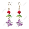 Glass Seed Beads Butterfly Dangle Earrings EJEW-FS00095-1