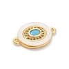 Brass Micro Pave Clear Cubic Zirconia & Shell Connector Charms KK-M303-03G-05-2