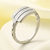 Textured Rectangle 304 Stainless Steel Finger Ring for Women RJEW-L126-05B-05P-1