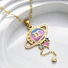 304 Stainless Steel Hot Pearl Enamel Constellation Planet Pendant Necklaces NJEW-D310-01I-G-4