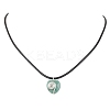 Opalite & Natural Green Aventurine & Tiger Eye & Blue Spot Jasper & Rose Quartz Copper Wire Wrapped Faceted Heart Pendant Black PU Leather Cord Necklaces NJEW-JN05837-4