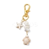 2Pcs Starfish & Sea Turtle Synthetic Turquoise & Natural White Mother of Pearl Shell Chip Pendant Decorations HJEW-JM03169-3