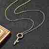 Brass Micro Pave Cubic Zirconia Ring Key Pendant Necklaces for Women NJEW-R027-03G-03-3