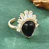 Brass with Natural Obsidian Finger Rings GG-CBACC2B-07G-09-2