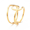 Ion Plating(IP) 304 Stainless Steel Interlocking Knot Open Cuff Ring for Women RJEW-I096-06G-1