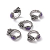 Dragon Head Natural Charoite Cuff Rings RJEW-G273-03AS-03-1