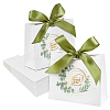 80Pcs Gold Stamping Thank You Paper Gift Bags with Olive Drab Polyester Ribbon CON-WA0001-05-1