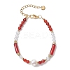 Natural Gemstone & Cultured Freshwater Pearl Beaded Bracelets for Women BJEW-JB13218-3