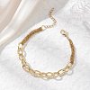 Brass & 304 Stainless Steel Cable Chains Bracelets for Women BJEW-JB12982-1