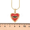 304 Stainless Steel Enamel Red Heart with Lip Pendant Necklaces NJEW-H088-03G-5