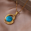 Vintage 304 Stainless Steel & Synthetic Turquoise Heart Pendant Necklaces for Women VY8520-2