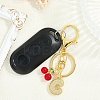 Brass Micro Pave Clear Cubic Zirconia Letter Pendant Keychain KEYC-SW00015-C-6