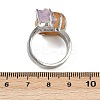 Nuggets Natural Amethyst & Yellow Quartz Open Cuff Rings RJEW-K286-12P-01-5