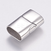 Tarnish Resistant Rectangle 304 Stainless Steel Magnetic Clasps with Glue-in Ends LS-STAS-M195-11-3