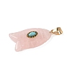 Natural Rose Quartz & Synthetic Turquoise Carved Pendants G-Z084-01G-02-2