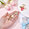 2Pcs 2 Colors Resin & Enamel Strawberry with Flower Keychains KEYC-PH0002-41-3