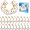 20Pcs 2 Colors Flat Round with Number Alloy Enamel Locking Pendant Stitch Markers HJEW-SC00045-1