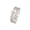 Brass Micro Pave Cubic Zirconia Cuff Rings for Women RJEW-Z113-50P-2