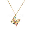 Brass Pave Colorful Cubic Zirconia Initial Pendant Necklaces for Women FS-WG02860-13-1