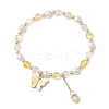 5Pcs Frosted Dyed Synthetic Moonstone & Shell Pearl Round Beads Stretch Bracelets BJEW-JB11822-3
