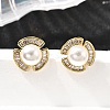 Flower Brass Micro Pave Clear Cubic Zirconia Stud Earrings EJEW-A135-22G-1