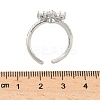 Flower Brass Micro Pave Cubic Zirconia Cuff Rings for Women RJEW-A069-01A-P-5