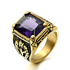 316L Stainless Steel & Cubic Zirconia Men's Vintage Carved Finger Rings FS-WG82D33-52-1