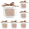 10Pcs Hexagon Kraft Paper Cake Boxes with Visual Window and Ribbon CON-YW0001-88B-1