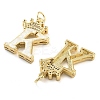 Brass Micro Pave Clear Cubic Zirconia Pendants KK-G498-01K-02-2