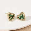 Heart Brass Micro Pave Cubic Zirconia Stud Earrings EJEW-M082-15G-5