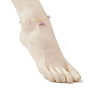 Brass Handmade Natural Amethyst Nuggets Link Chain Alloy Enamel Whale Tail Pendant Anklets for Women AJEW-AN00709-03-5