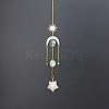 Natural Quartz Crystal Star Sun Catcher Hanging Ornaments with Brass Sun HJEW-PW0002-13A-1