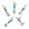 5Pcs Ocean Synthetic Turquoise & Shell & Alloy Enamel Pendant Decorations HJEW-YW00108-2