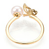 Natural Pearl Open Cuff  Ring Micro Pave Clear Cubic Zirconia PEAR-N022-C06-3