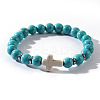 Dyed Synthetic GreenTurquoise Beaded Stretch Bracelets QL8624-1-1