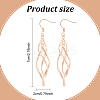 3 Pairs 3 Colors Brass Twist Wave Dangle Earrings for Women EJEW-AN0003-26-2