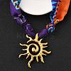 304 Stainless Steel Sun Pendant Adjustable Polyester Ribbon Necklaces for Women NJEW-F349-02G-3