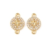 Brass Micro Pave Clear Cubic Zirconia Connector Charms KK-H524-02G-1