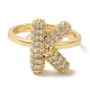 Rack Plating Letter Brass Micro Pave Clear Cubic Zirconia Adjustable Rings for Women KK-S391-03G-K-1