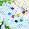 7Pcs 7 Colors Dice Acrylic Charms Ceiling Fan Pull Chain Extenders HJEW-DC00015-4