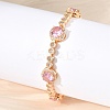 Flat Round Brass Micro Pave Cubic Zirconia Link Chain Bracelets KK-R217-27G-3